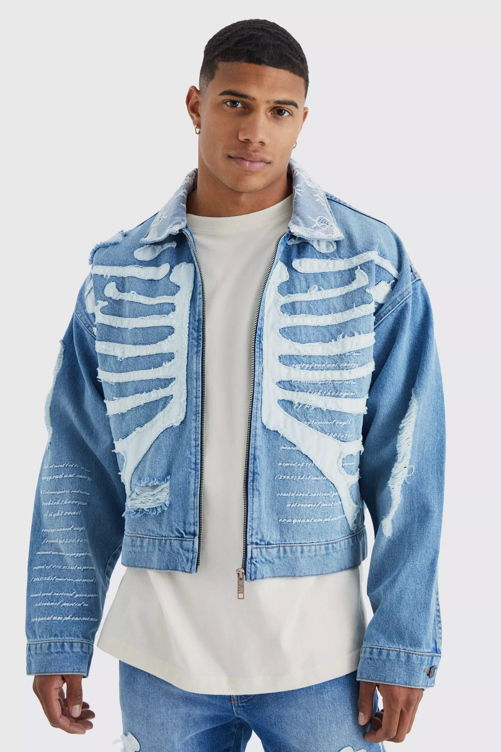Skeleton denim jacket hot sale